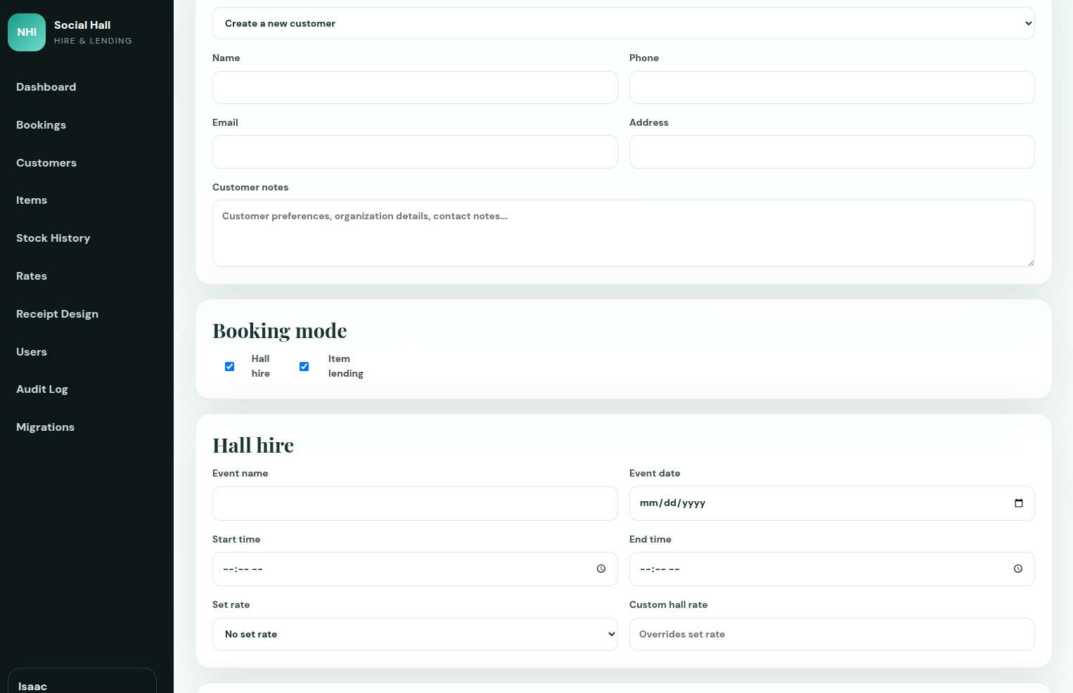 Social Hall system