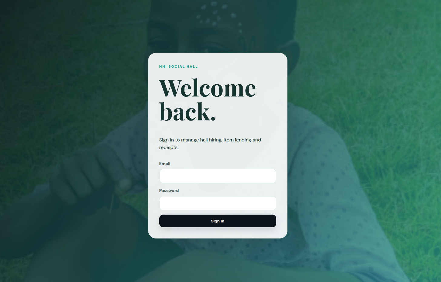 NHI Social Hall login