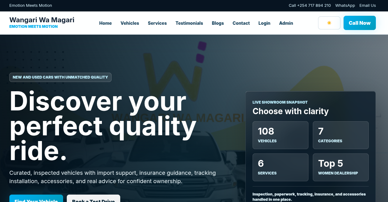 Wangari Wa Magari homepage