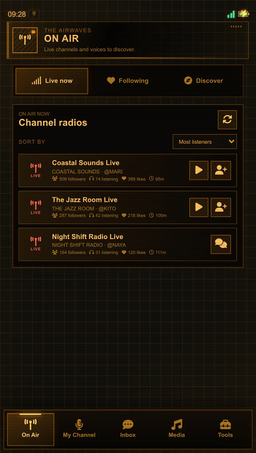 WEVZ On Air channels